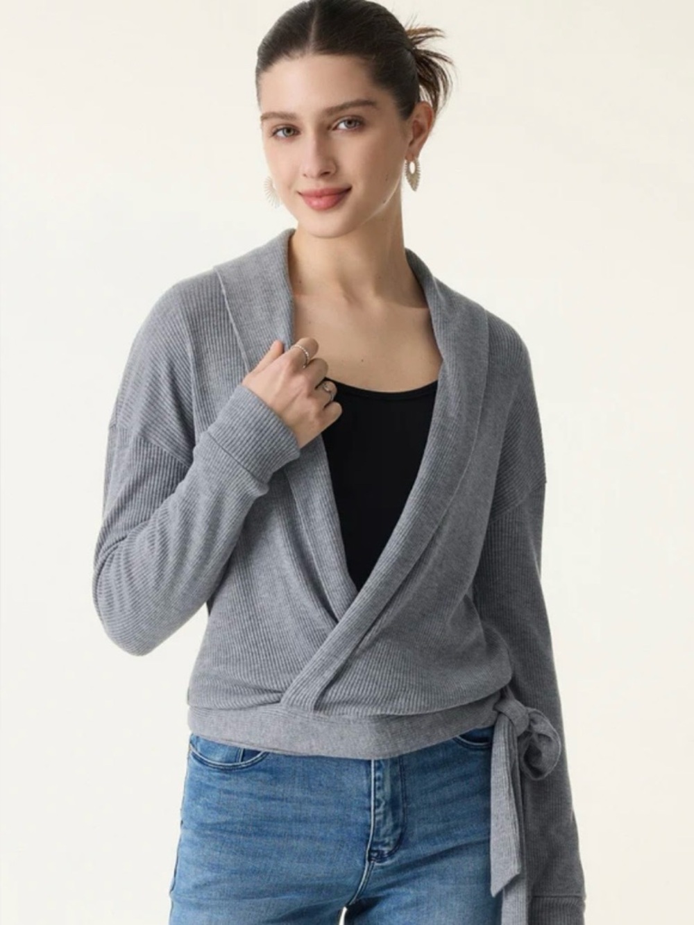 OGL GRAY CARDIGAN SHAWL COLLAR NWT